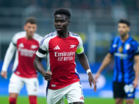 Bukayo Saka of Arsenal looks on during the UEFA Champions League 2024/25 League Phase MD4 match between FC Internazionale and Arsenal at Sta...