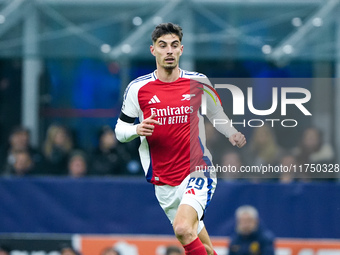 Kai Havertz of Arsenal looks on during the UEFA Champions League 2024/25 League Phase MD4 match between FC Internazionale and Arsenal at Sta...