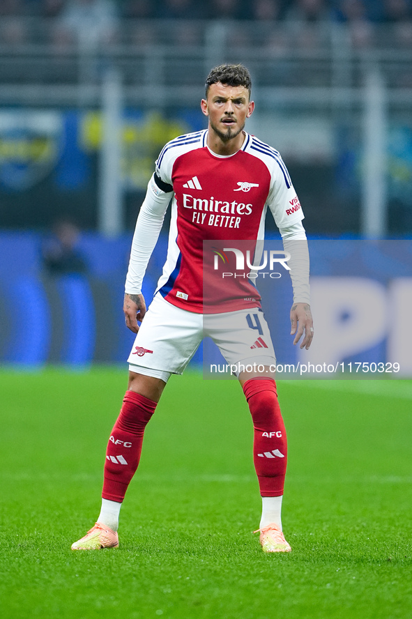 Ben White of Arsenal during the UEFA Champions League 2024/25 League Phase MD4 match between FC Internazionale and Arsenal at Stadio San Sir...