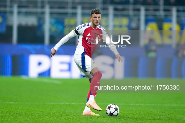 Ben White of Arsenal during the UEFA Champions League 2024/25 League Phase MD4 match between FC Internazionale and Arsenal at Stadio San Sir...