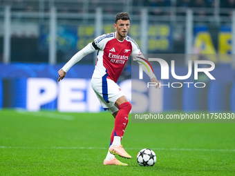 Ben White of Arsenal during the UEFA Champions League 2024/25 League Phase MD4 match between FC Internazionale and Arsenal at Stadio San Sir...