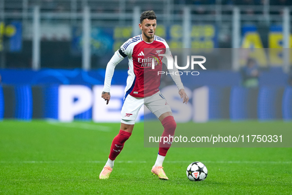 Ben White of Arsenal during the UEFA Champions League 2024/25 League Phase MD4 match between FC Internazionale and Arsenal at Stadio San Sir...