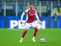 Ben White of Arsenal during the UEFA Champions League 2024/25 League Phase MD4 match between FC Internazionale and Arsenal at Stadio San Sir...