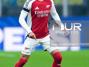 Ben White of Arsenal during the UEFA Champions League 2024/25 League Phase MD4 match between FC Internazionale and Arsenal at Stadio San Sir...