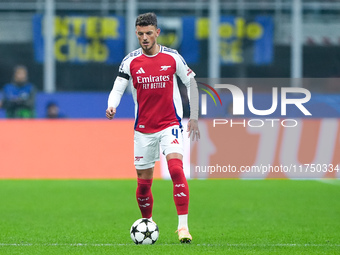 Ben White of Arsenal during the UEFA Champions League 2024/25 League Phase MD4 match between FC Internazionale and Arsenal at Stadio San Sir...