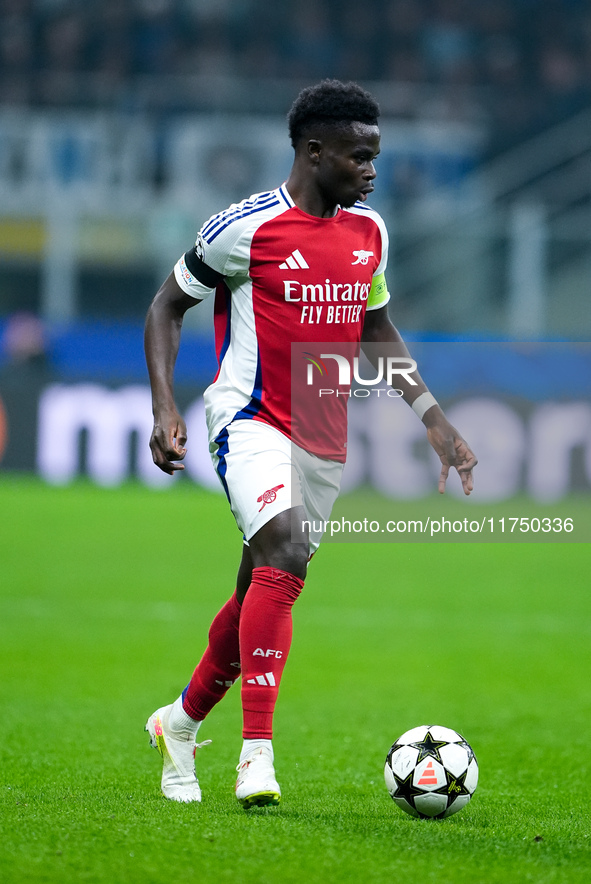 Bukayo Saka of Arsenal during the UEFA Champions League 2024/25 League Phase MD4 match between FC Internazionale and Arsenal at Stadio San S...