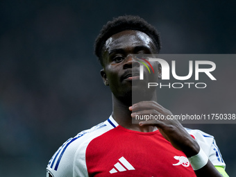 Bukayo Saka of Arsenal looks on during the UEFA Champions League 2024/25 League Phase MD4 match between FC Internazionale and Arsenal at Sta...