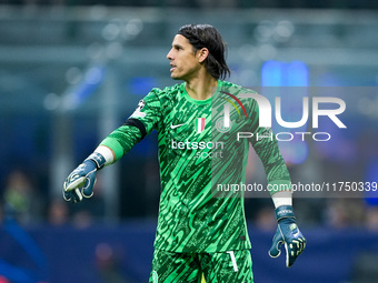 Yann Sommer of FC Internazionale gestures during the UEFA Champions League 2024/25 League Phase MD4 match between FC Internazionale and Arse...