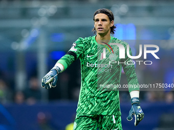 Yann Sommer of FC Internazionale gestures during the UEFA Champions League 2024/25 League Phase MD4 match between FC Internazionale and Arse...