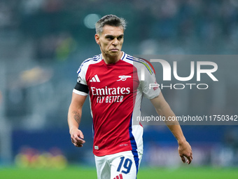 Leandro Trossard of Arsenal looks on during the UEFA Champions League 2024/25 League Phase MD4 match between FC Internazionale and Arsenal a...