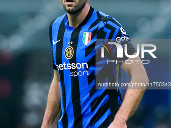 Stefan de Vrij of FC Internazionale looks on during the UEFA Champions League 2024/25 League Phase MD4 match between FC Internazionale and A...