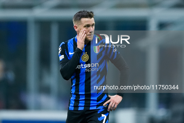 Piotr Zielinski of FC Internazionale looks on during the UEFA Champions League 2024/25 League Phase MD4 match between FC Internazionale and...