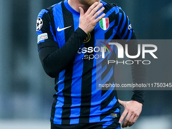 Piotr Zielinski of FC Internazionale reacts during the UEFA Champions League 2024/25 League Phase MD4 match between FC Internazionale and Ar...