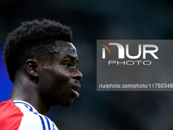 Bukayo Saka of Arsenal looks on during the UEFA Champions League 2024/25 League Phase MD4 match between FC Internazionale and Arsenal at Sta...