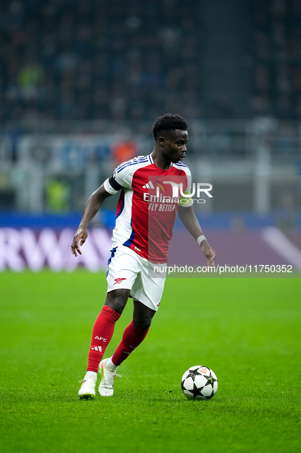 Bukayo Saka of Arsenal during the UEFA Champions League 2024/25 League Phase MD4 match between FC Internazionale and Arsenal at Stadio San S...