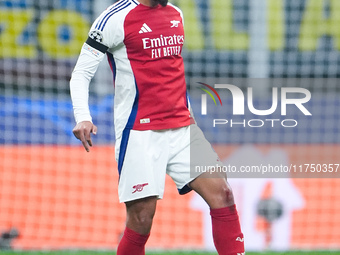 William Saliba of Arsenal during the UEFA Champions League 2024/25 League Phase MD4 match between FC Internazionale and Arsenal at Stadio Sa...