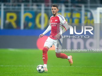 Ben White of Arsenal during the UEFA Champions League 2024/25 League Phase MD4 match between FC Internazionale and Arsenal at Stadio San Sir...