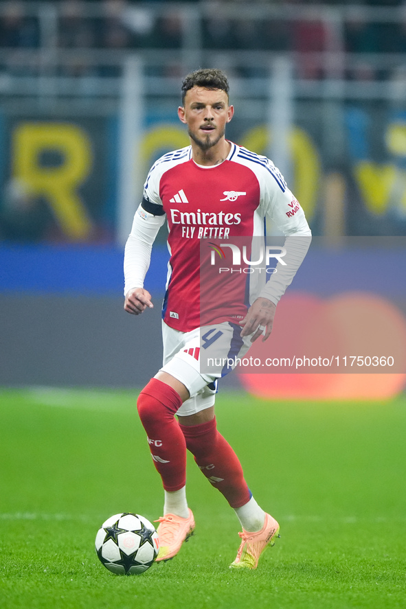 Ben White of Arsenal during the UEFA Champions League 2024/25 League Phase MD4 match between FC Internazionale and Arsenal at Stadio San Sir...