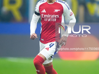 Ben White of Arsenal during the UEFA Champions League 2024/25 League Phase MD4 match between FC Internazionale and Arsenal at Stadio San Sir...