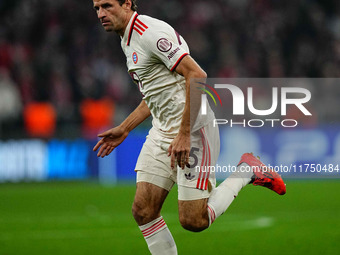 Thomas Muller of Bayern Munich  looks on during the Champions League Round 4 match between Bayern Munich v Benfica at the Allianz arena, Mun...