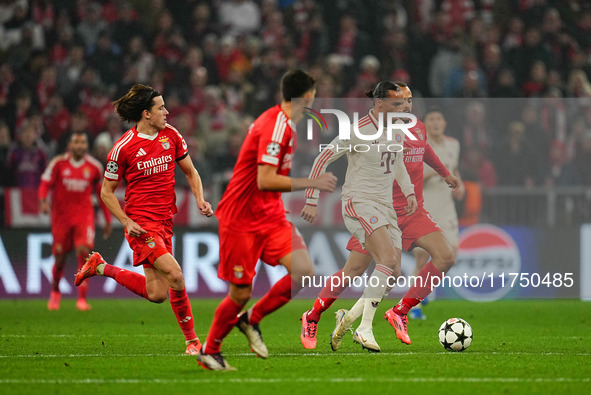 Leroy Sane of Bayern Munich  controls the ball during the Champions League Round 4 match between Bayern Munich v Benfica at the Allianz aren...