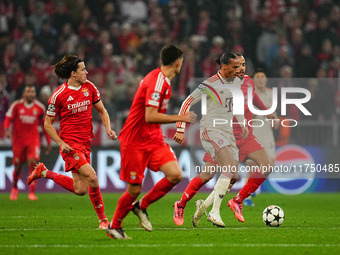 Leroy Sane of Bayern Munich  controls the ball during the Champions League Round 4 match between Bayern Munich v Benfica at the Allianz aren...