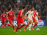 Leroy Sane of Bayern Munich  controls the ball during the Champions League Round 4 match between Bayern Munich v Benfica at the Allianz aren...