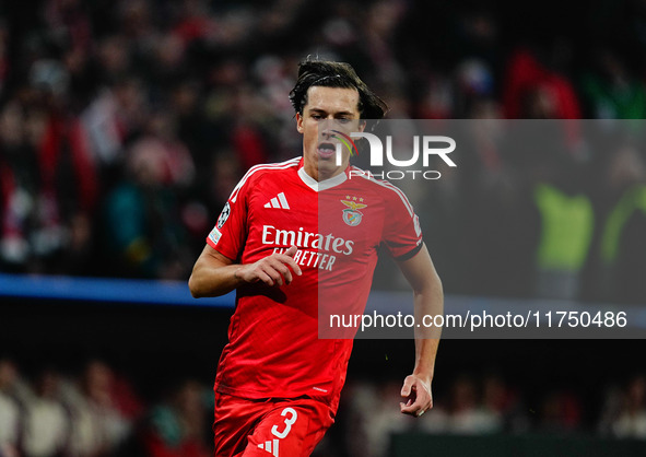 Álvaro Carreras of Benfica  looks on during the Champions League Round 4 match between Bayern Munich v Benfica at the Allianz arena, Munich,...