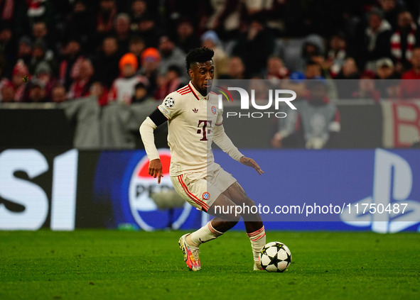 Kingsley Coman of Bayern Munich  controls the ball during the Champions League Round 4 match between Bayern Munich v Benfica at the Allianz...