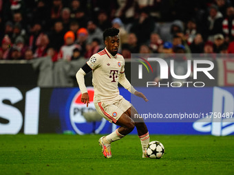 Kingsley Coman of Bayern Munich  controls the ball during the Champions League Round 4 match between Bayern Munich v Benfica at the Allianz...