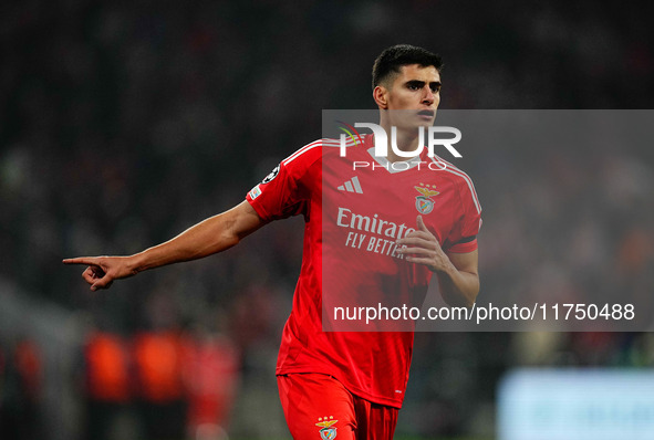 Antonio Silva of Benfica  gestures during the Champions League Round 4 match between Bayern Munich v Benfica at the Allianz arena, Munich, G...