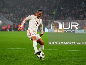 Leroy Sane of Bayern Munich  controls the ball during the Champions League Round 4 match between Bayern Munich v Benfica at the Allianz aren...