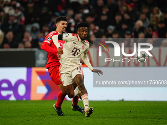 Kingsley Coman of Bayern Munich  controls the ball during the Champions League Round 4 match between Bayern Munich v Benfica at the Allianz...