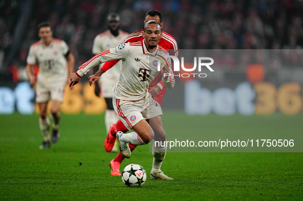 Leroy Sane of Bayern Munich  controls the ball during the Champions League Round 4 match between Bayern Munich v Benfica at the Allianz aren...