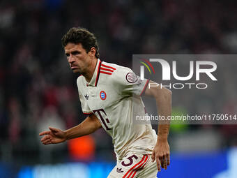 Thomas Muller of Bayern Munich  looks on during the Champions League Round 4 match between Bayern Munich v Benfica at the Allianz arena, Mun...