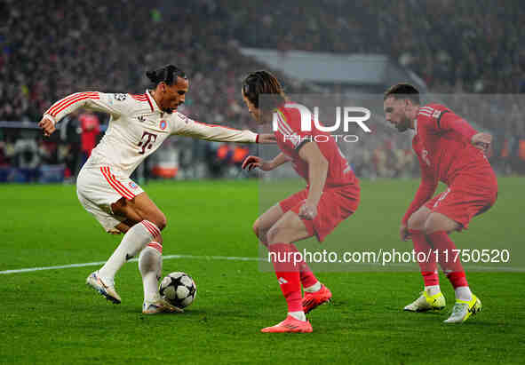 Leroy Sane of Bayern Munich  controls the ball during the Champions League Round 4 match between Bayern Munich v Benfica at the Allianz aren...