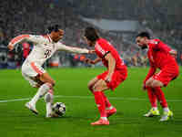 Leroy Sane of Bayern Munich  controls the ball during the Champions League Round 4 match between Bayern Munich v Benfica at the Allianz aren...