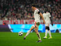 Joao Palhinha of Bayern Munich  controls the ball during the Champions League Round 4 match between Bayern Munich v Benfica at the Allianz a...