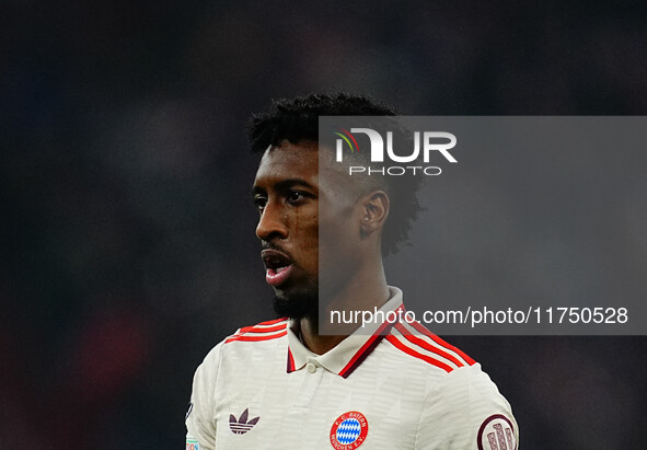 Kingsley Coman of Bayern Munich  looks on during the Champions League Round 4 match between Bayern Munich v Benfica at the Allianz arena, Mu...