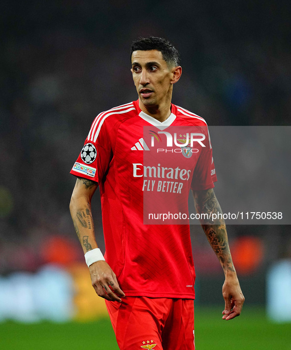 Ángel Di María of Benfica  looks on during the Champions League Round 4 match between Bayern Munich v Benfica at the Allianz arena, Munich,...