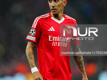 Ángel Di María of Benfica  looks on during the Champions League Round 4 match between Bayern Munich v Benfica at the Allianz arena, Munich,...