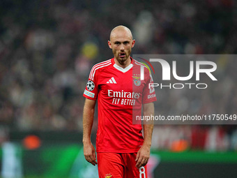 Fredrik Aursnes of Benfica  looks on during the Champions League Round 4 match between Bayern Munich v Benfica at the Allianz arena, Munich,...