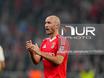 Fredrik Aursnes of Benfica  looks on during the Champions League Round 4 match between Bayern Munich v Benfica at the Allianz arena, Munich,...