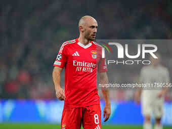 Fredrik Aursnes of Benfica  looks on during the Champions League Round 4 match between Bayern Munich v Benfica at the Allianz arena, Munich,...