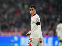 Jamal Musiala of Bayern Munich  looks on during the Champions League Round 4 match between Bayern Munich v Benfica at the Allianz arena, Mun...