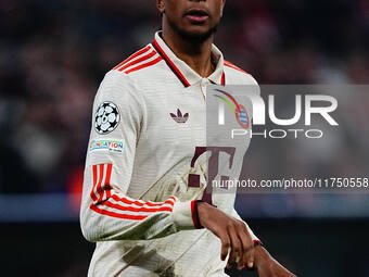 Michael Olise of Bayern Munich  looks on during the Champions League Round 4 match between Bayern Munich v Benfica at the Allianz arena, Mun...