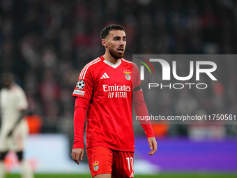 Orkun Kokcu of Benfica  looks on during the Champions League Round 4 match between Bayern Munich v Benfica at the Allianz arena, Munich, Ger...