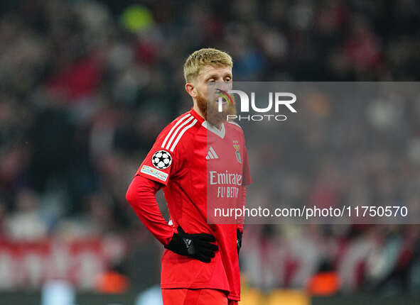 Jan-Niklas Beste of Benfica  looks on during the Champions League Round 4 match between Bayern Munich v Benfica at the Allianz arena, Munich...