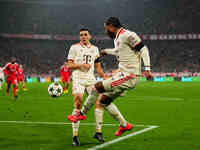 Serge Gnabry of Bayern Munich  controls the ball during the Champions League Round 4 match between Bayern Munich v Benfica at the Allianz ar...