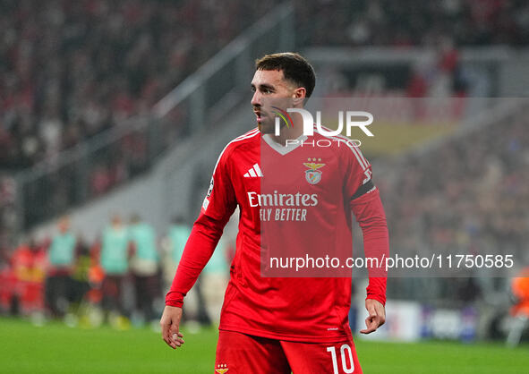 Orkun Kokcu of Benfica  looks on during the Champions League Round 4 match between Bayern Munich v Benfica at the Allianz arena, Munich, Ger...